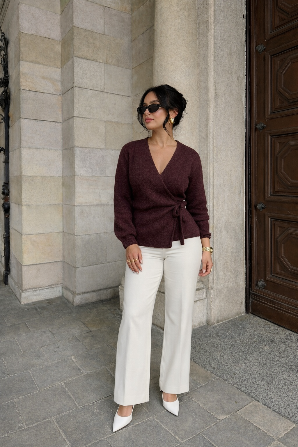 Pull cache-cœur- Bordeaux 