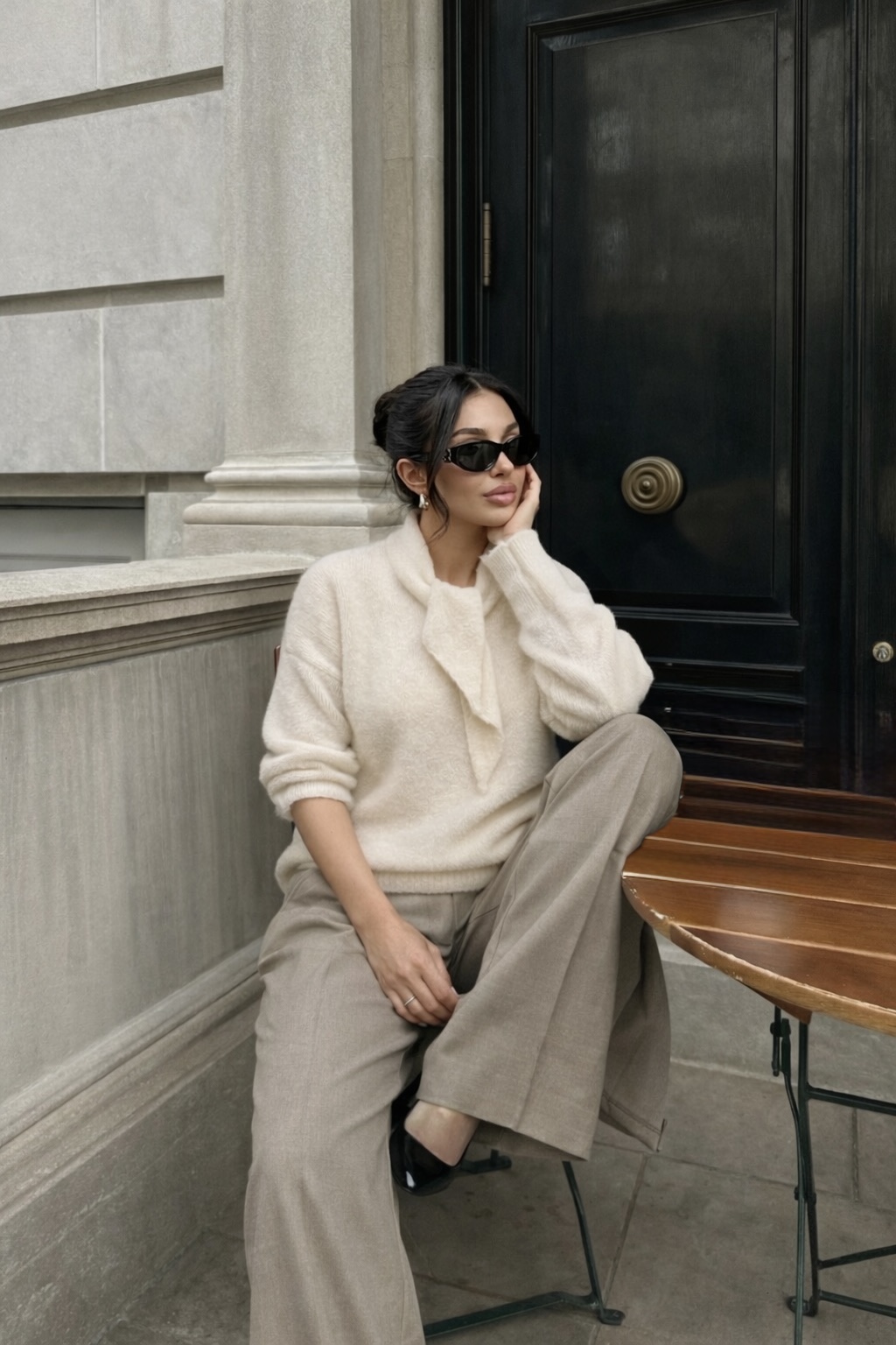 Pull col foulard-Crème - 2